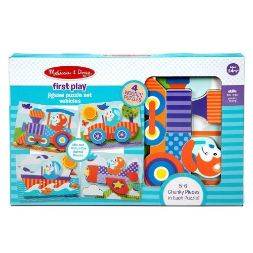 Melissa & Doug Bébi és tipegő fajátékok, Óriás puzzle, járművek