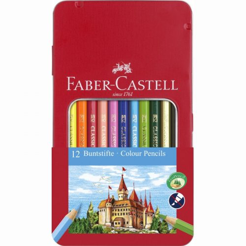 Színes ceruza FABER-CASTELL hatszögletű fémdobozos 12 db/készlet