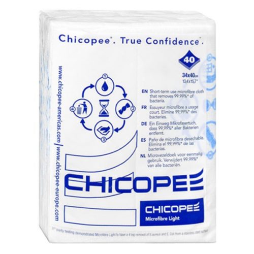 Törlőkendő mikroszálas CHICOPEE Microfibre Light gyorskendő nem mosható 34 x 40 cm kék mintával 40 db/csomag