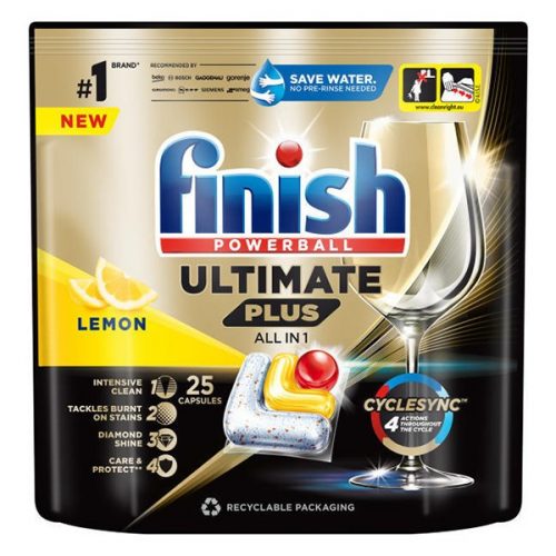 Mosogatógép tabletta FINISH Ultimate Plus Allin1 Lemon 25 darab/doboz