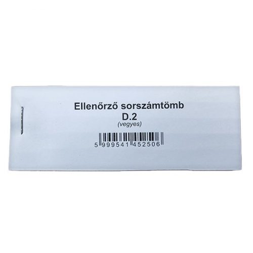 Nyomtatvány ellenőrző sorszámtömb D2 100 lapos 118x40 mm 2 szelvényes vegyes 30 tömb/csomag