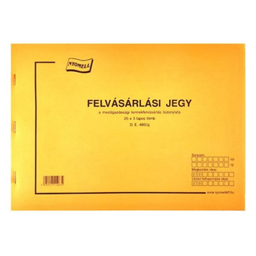 Nyomtatvány felvásárlási jegy mezőgazdasági A/4 25x3